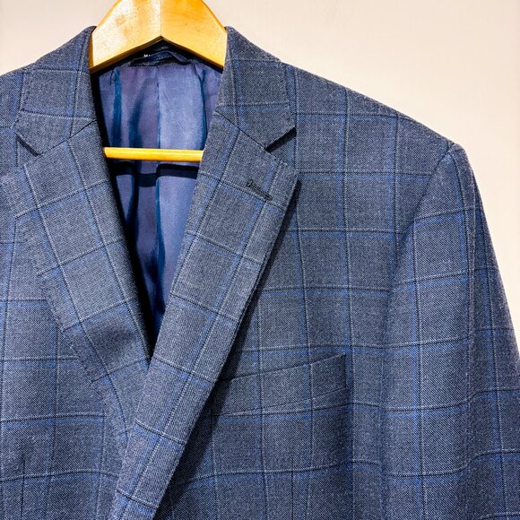 RALPH LAUREN Grey blue plaid silk wool blazer | Men's tailored | 46R * - Picture 4 of 9